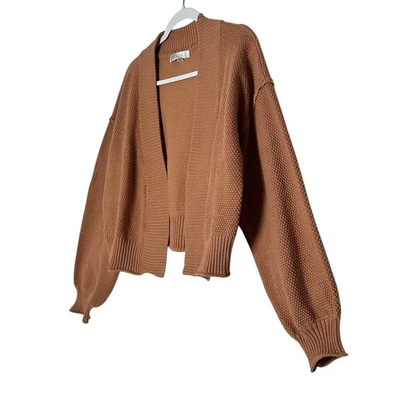 Anthropologie Flat White Crop Cardigan Women's Sweater Waffle One Size - Picture 5 of 9